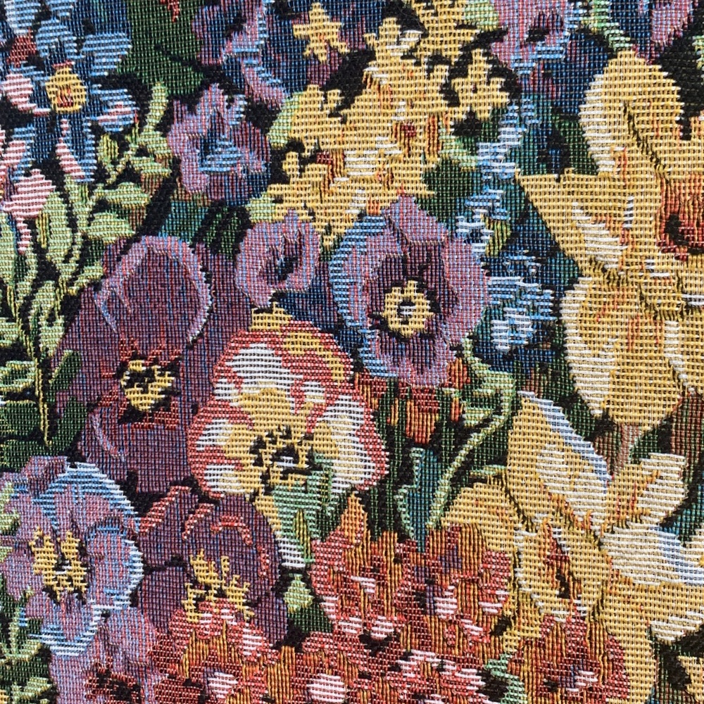 Garden Reverie Floral Tapestry Art | Handmade Wood Floater Frame 14x18 - Picture 7 of 10